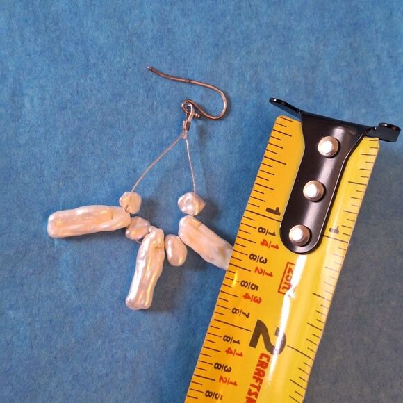 Freshwater Stick Pearl Necklace and Earrings Set Vintage 1980s T-Clasp - Picture 7 of 14